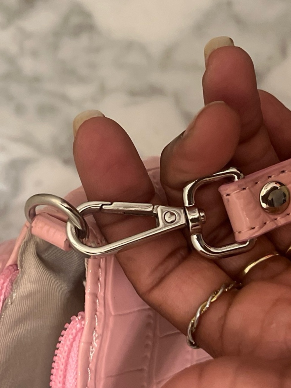 Pink Croc-Embossed Mini Shoulder Bag - Picture 7 of 7